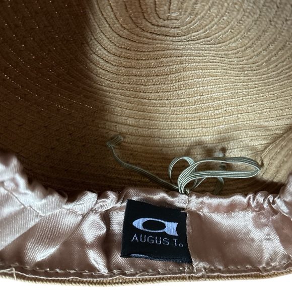 AUGUST FOREVER CLASSIC WOVEN FRAMER SUN HAT W WOODEN BEAD DETAILS FARMHOUSE OS - Picture 11 of 11